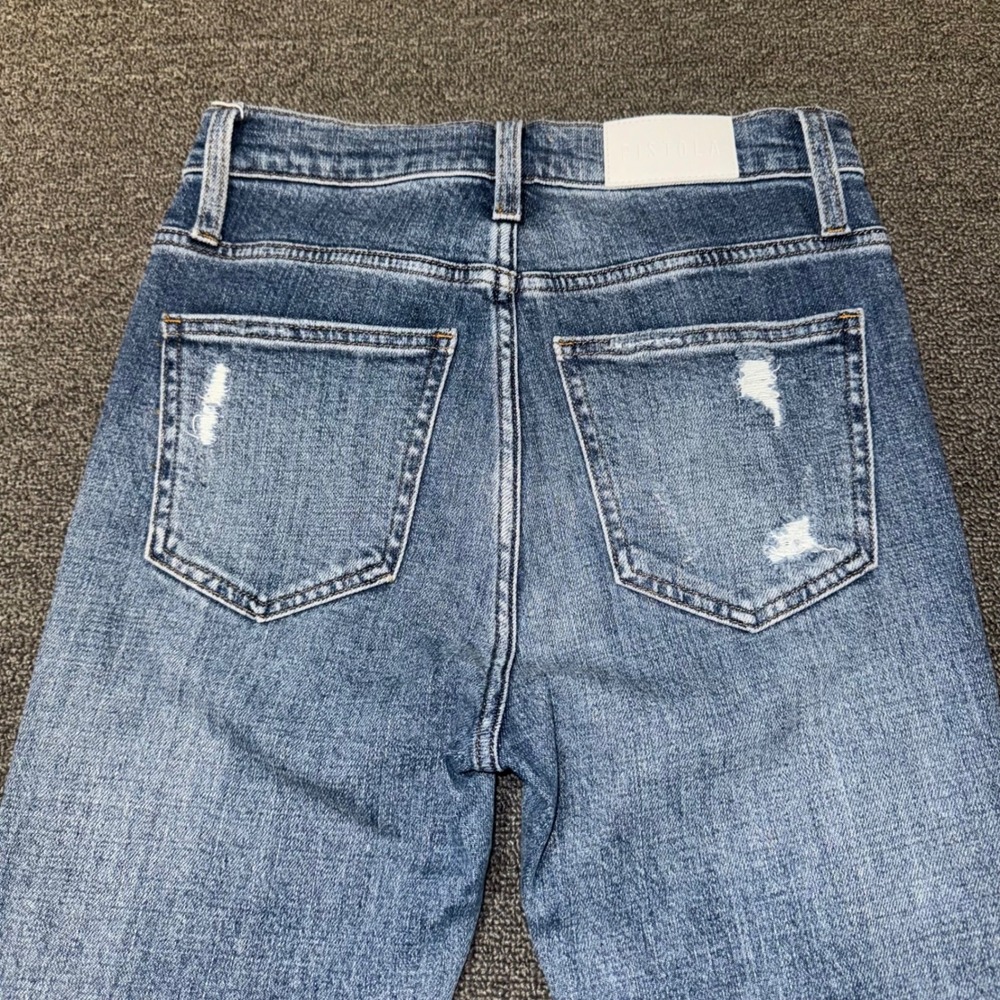 PISTOLA High Rise Distressed Straight Leg Jeans Blue Light Wash Size 25 Casual - Picture 3 of 10